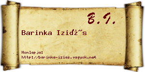 Barinka Iziás névjegykártya